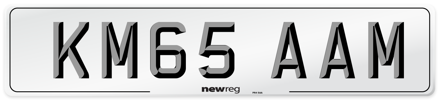 KM65 AAM Number Plate from New Reg